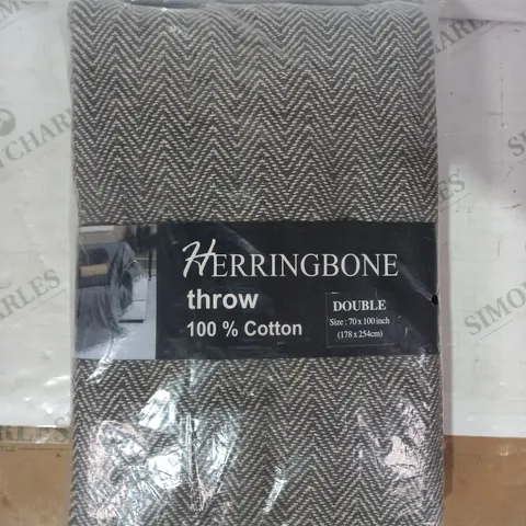 HERRINGBONE 100% COTTON THROW - DOUBLE