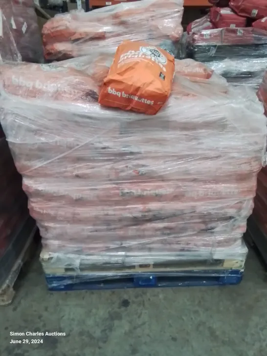 PALLET TO CONTAIN APPROXIMATELY 80 X 5KG BAGS OF BBQ TIME BARBECUE CHARCOAL BRIQUETTES 