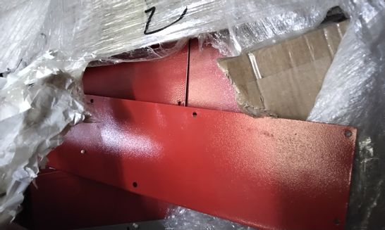 BOXED RED METAL FURNITURE PARTS 