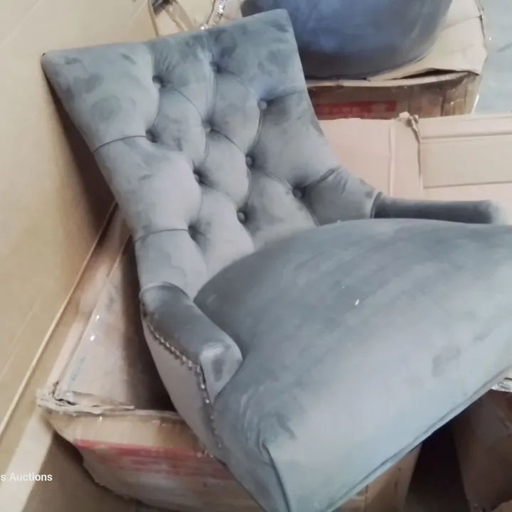 RING BACK DINING CHAIRS GREY VELVET 4520184Simon Charles Auctioneers