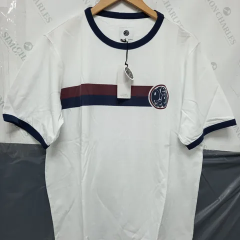 PRETTY GREEN TIMOR T-SHIRT IN WHITE/RED/NAVY - XL