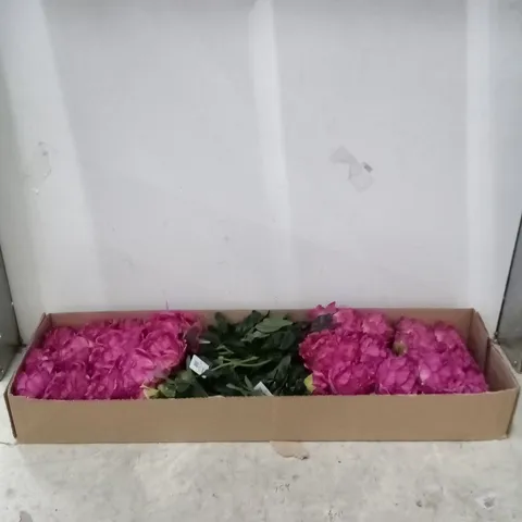 BOXED BRAND NEW 68CM PEONY SPRAY WITH 1FLOWER 1BUD AND 5 LEAVES (DARK FUSCHIA) SILK FLOWERS 