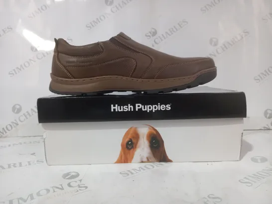 BOXED PAIR OF HUSH PUPPIES JASPER LOAFERS IN BROWN UK SIZE 11