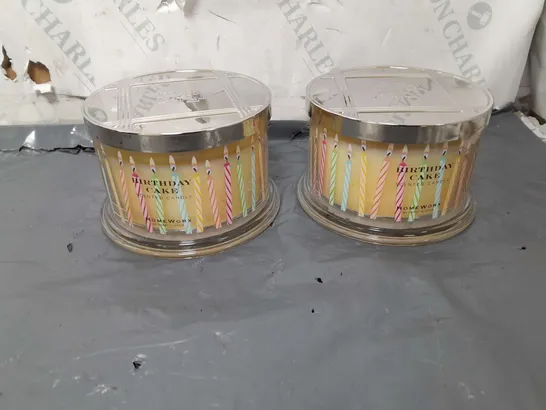 BOXED HOMEWORX BIRTHDAY CAKE SCENTED CANDLE X2