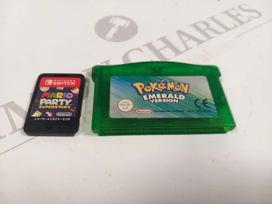 2 ASSORTED COMPUTER GAMES TO INCLUDE; NINTENDO SWITCH MARIO PARTY SUPERSTARS AND GAMEBOY ADVANCE POKEMON EMERALD VERSION