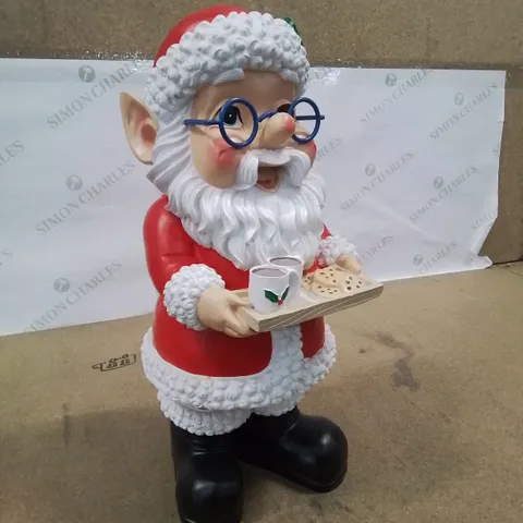 BOXED SANTA HOLDING TRAY OF COOKIES AND COCO ORNAMENT 