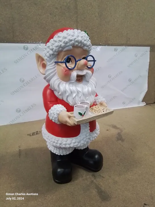 BOXED SANTA HOLDING TRAY OF COOKIES AND COCO ORNAMENT 