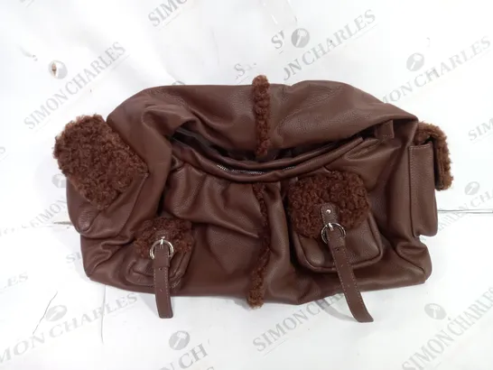 UNBRANDED BROWN LEATHER SHORT SHOULDER BAG 