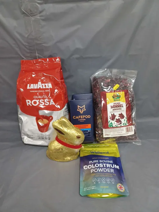 LOT OF APPROXIMATELY 15 FOOD AND DRINK ITEMS TO INCLUDE COFFEE BEANS, CHOCOLATE AND LOOSE TEA