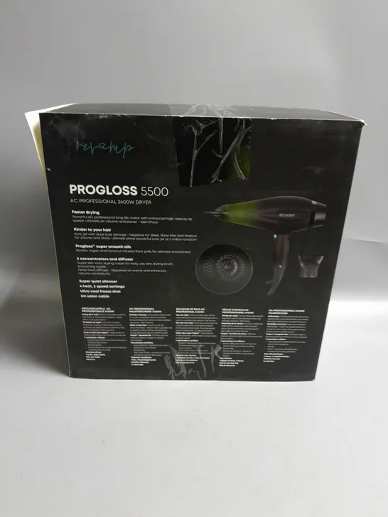 BOXED REVAMP PROGLOSS 5500 PROFESSIONAL HAIRDRYER 2400W BLACK