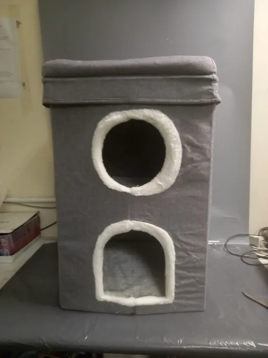 UNBRANDED FOLDABLE CAT TOWER BED GREY