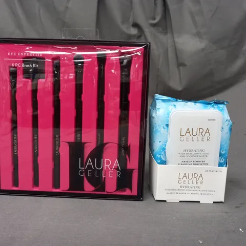 BOXED LAURA GELLER EYE EXPERTISE 6 PC BRUSH KIT & MAKEUP REMOVER CLEANSING TOWELETTES