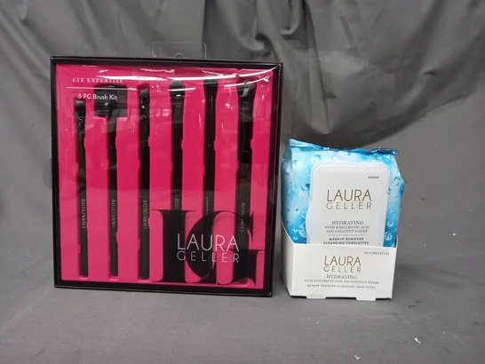 BOXED LAURA GELLER EYE EXPERTISE 6 PC BRUSH KIT & MAKEUP REMOVER CLEANSING TOWELETTES