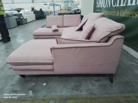 QUALITY DESIGNER YURI UPHOLSTERED CORNER SOFA IN PINK