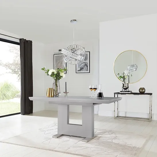 BOXED DESIGNER FLORENCE HIGH GLOSS GREY EXTENDING DINING TABLE 120-160cm  (2 BOXES)