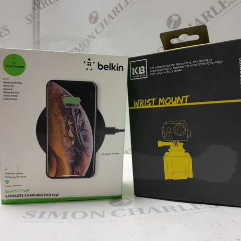 APPROXIMATELY 20 BOXED ELEECTRICAL PRODUCTS TO INCLUDE BELKIN WIRELESS CHARGING PAD, KAISER BAAS WRIST MOUNTS
