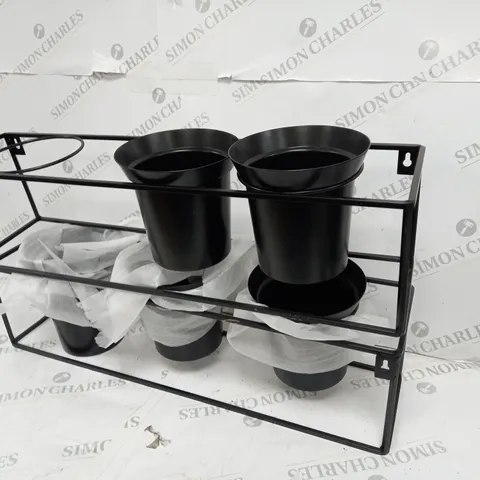 6 ASSORTED PLANT POTS WITH STEAL FRAME