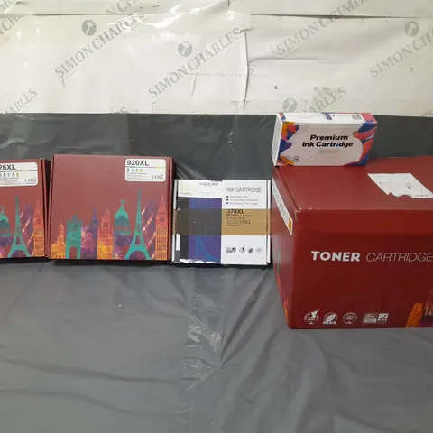 BOX OF APPROXIMATELY 25 ASSORTED ITEMS TO INCLUDE - PREMIUM INK CARTRIDGE ,TONER CARTRIDGE , COLORKING INK CARTRIDGE 378XL ETC