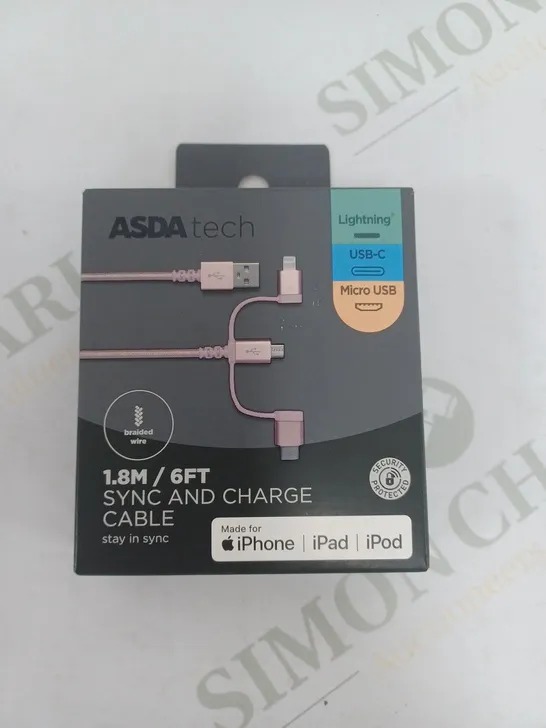LOT OF 9 4-PACKS OF BRAND NEW 1.8M SYNC AND CHARGE CABLES MADE FOR IPHONE IN PINK - 36 TOTAL