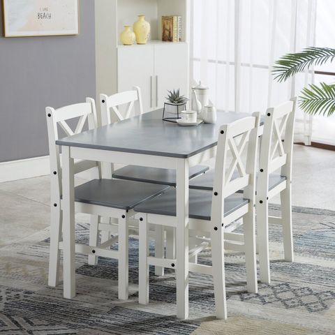 DANNY DINING SET WITH 4 CHAIRS GREY 