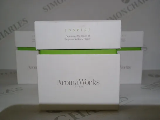 LOT OF 3 AROMAWORKS INSPIRE CANDLES - BERGAMOT & BLACK PEPPER 