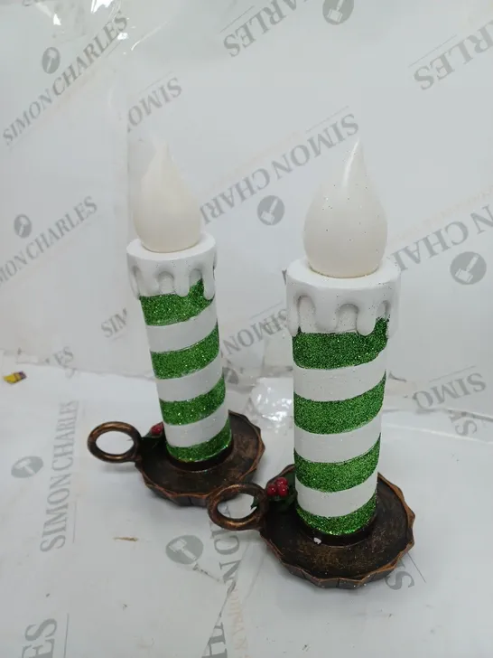 SET OF 2 RESIN CHRISTMAS CANDLE