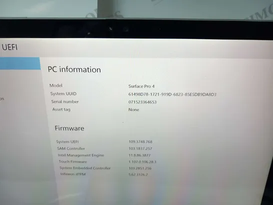 MICROSOFT SURFACE PRO 4 128GB 1724