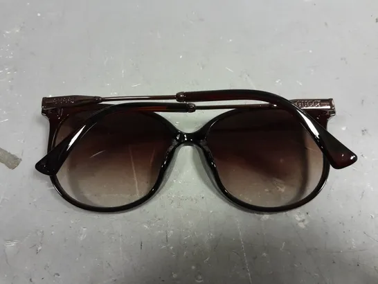 GUCCI BROWN OVAL FRAME SUNGLASSES 