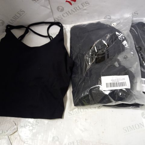 LOT OF 3 WOMENS BLACK PADDED SPORTS ACTIVE CROP VEST - SIZE S, L	