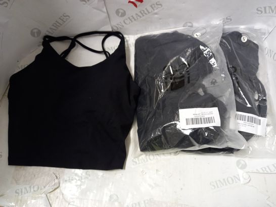 LOT OF 3 WOMENS BLACK PADDED SPORTS ACTIVE CROP VEST - SIZE S, L	