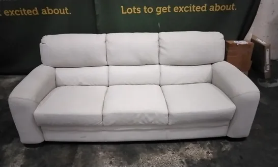 QUALITY ITALIAN DESIGNER ONTARIO 3 SEATER SOFA IN WHITE LEATHER 