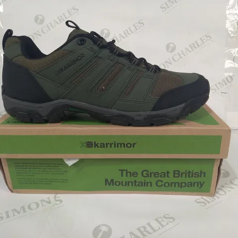 BOXED PAIR OF KARRIMOR ORTHOLITE BOWFELL SHOES IN GREEN UK SIZE 10