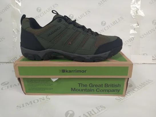 BOXED PAIR OF KARRIMOR ORTHOLITE BOWFELL SHOES IN GREEN UK SIZE 10