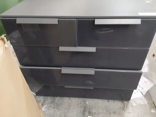 DESIGNER MIRIMAR TWO OVER THREE DRAWER CHEST HIGH GREY GLOSS