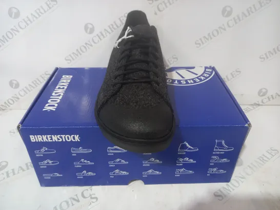 BOXED PAIR OF BIRKENSTOCK BEND LOW DIP SHOES IN BLACK EU SIZE 46