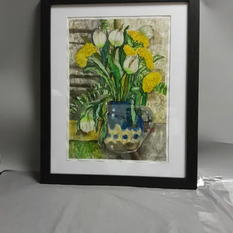 FRAMED FLORAL PAINTING APPROX 45CMX55CM