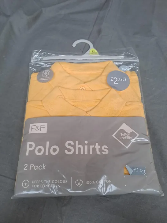 BOX OF APPROXIMATELY 100 2PACK SCHOOL POLO SHIRTS IN YELLOW ASSORTED SIZES - COLLECTION ONLY