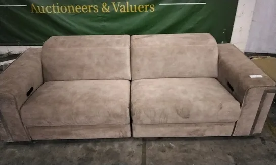 QUALITY DESIGNER MOCHA PLUSH VELVET 3 SEATER ELECTRIC RECLINER SOFA