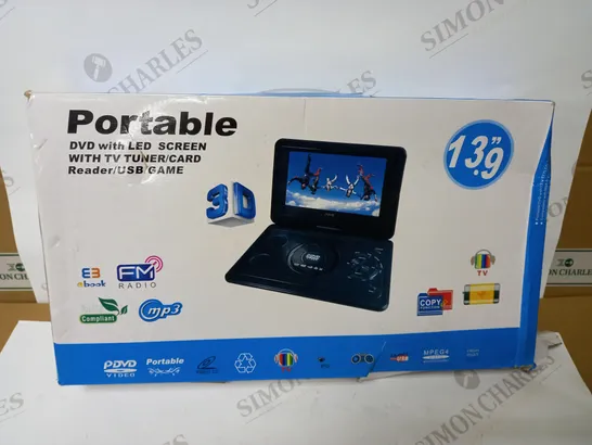 HAWKFORCE PORTABLE DVD PLAYER, LED SCREEN, REMOTE, 13.9" SCREEN 