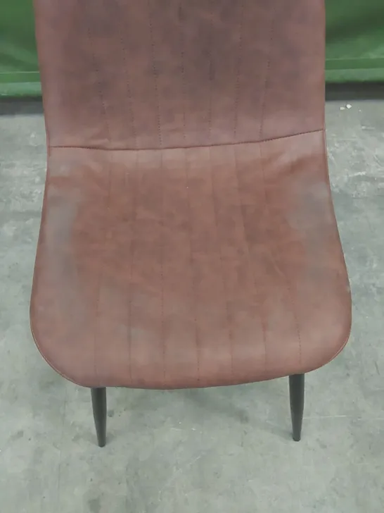 DESIGNER CHESTNUT LEATHER UPHOLSTERED DINING CHAIR 