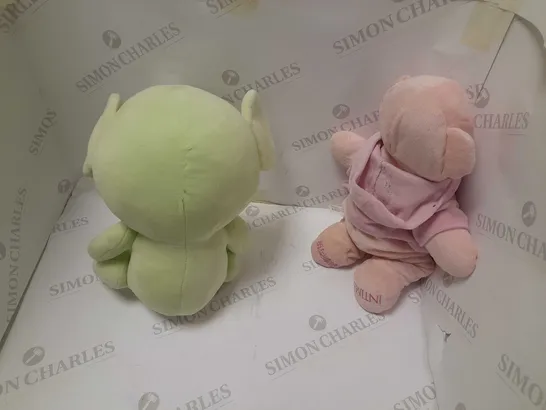 TWO ASSORTED BRAND NEW SOFT TOYS TO INCLUDE; GREEN ELEPHANT TEDDY AND INTIME PINK BEAR