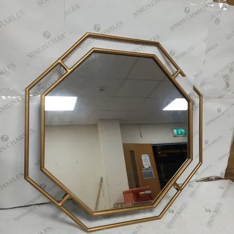 BUNDLEBERRY OCTAGONAL METAL FRAME WALL MIRROR, GOLD [COLLECTION ONLY]