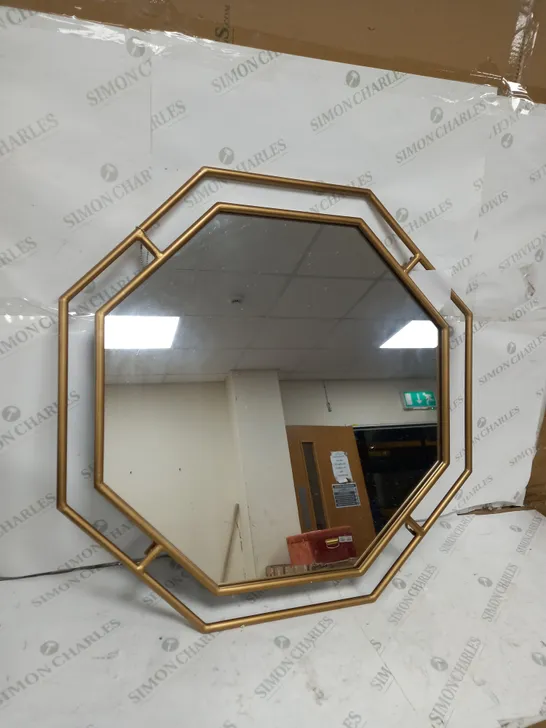 BUNDLEBERRY OCTAGONAL METAL FRAME WALL MIRROR, GOLD [COLLECTION ONLY]