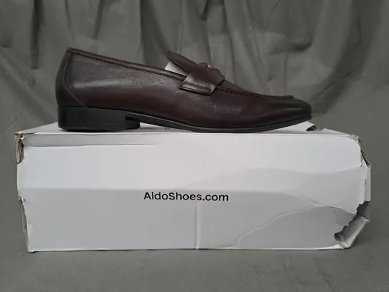 BOXED PAIR OF ALDO ESQUIRE 200 SHOES IN BROWN UK SIZE 8.5