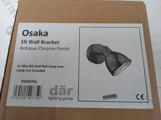 BOXED DAR LIGHTING OSAKA 1-LAMP WALL LIGHT IN ANTIQUE CHROME