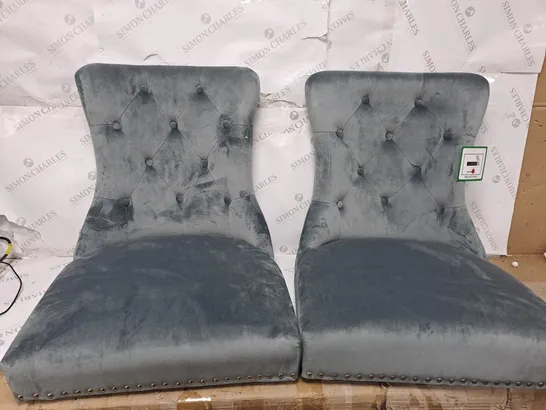 BOXED WARWICK VELVET PAIR OF STANDARD DINING CHAIRS - CHARCOAL/BLACK RRP £199