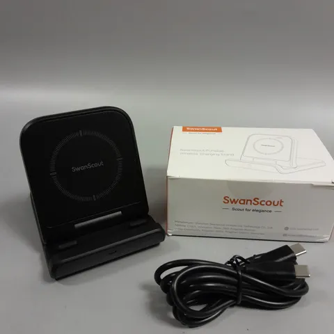 BOXED SWAN SCOUT PORTABLE WIRELESS CHARGING STAND 
