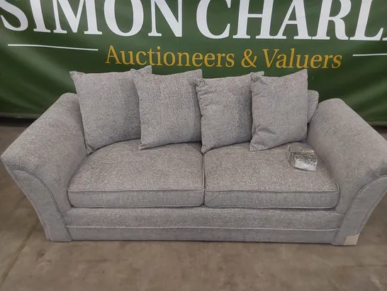 DESIGNER CHUNKY WEAVE 3 SEATER FABRIC UPHOLSTERED SOFA - GREY