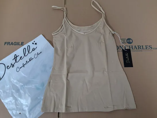 LOT OF 10 BRAND NEW DESTELLO CAMI TOPS IN BEIGE - UK 8