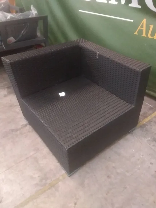 RATTAN EFFECT CORNER SOFA SECTION BLACK